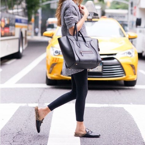 Gucci Princetown Leather & Lamb Fur Mules - Picture 2 of 7